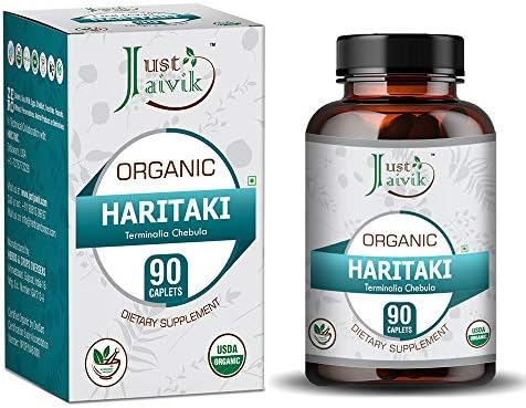 Just Jaivik Organic Haritaki (Terminalia Chebula) - 750mg (90 Tablets) | Dietary Supplemen