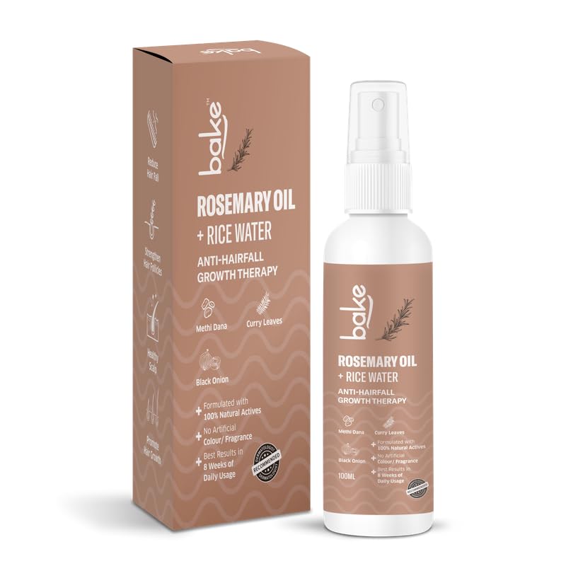 BAKE Rosemary Oil Hair Growth Serum Spray With Rice Water & Methi Dana | For Hair Fall, Ha