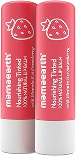 Mamaearth Nourishing Tinted LipBalm: Vitamin E & Strawberry, Pack of 2, 4 g