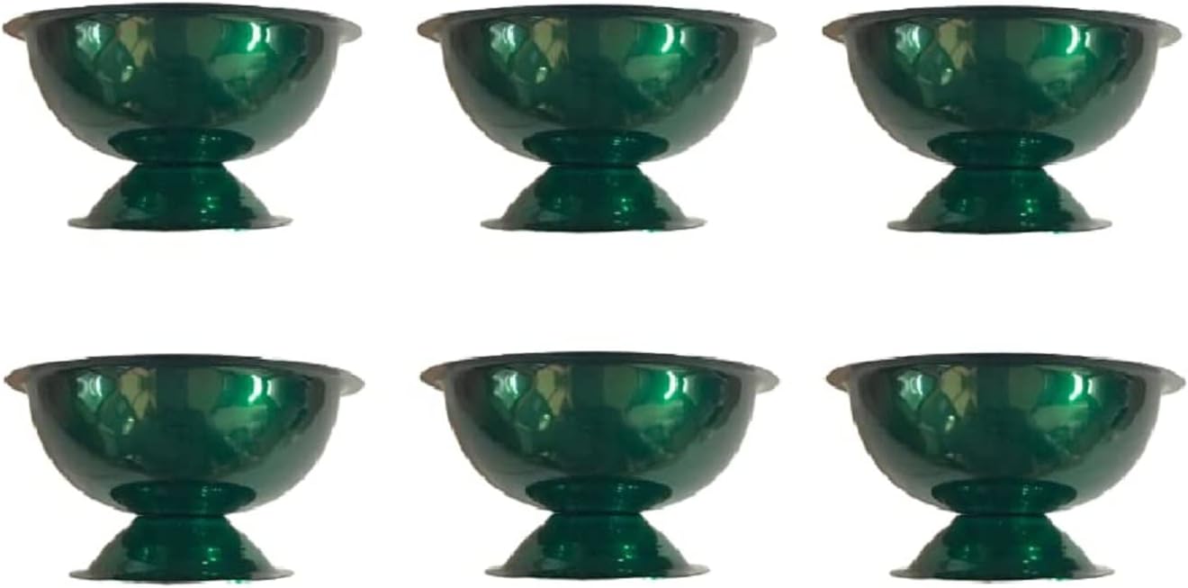 iKonbi Transparent Green Stainless Steel Ice Cream Cups/Soup Bowls Set of
