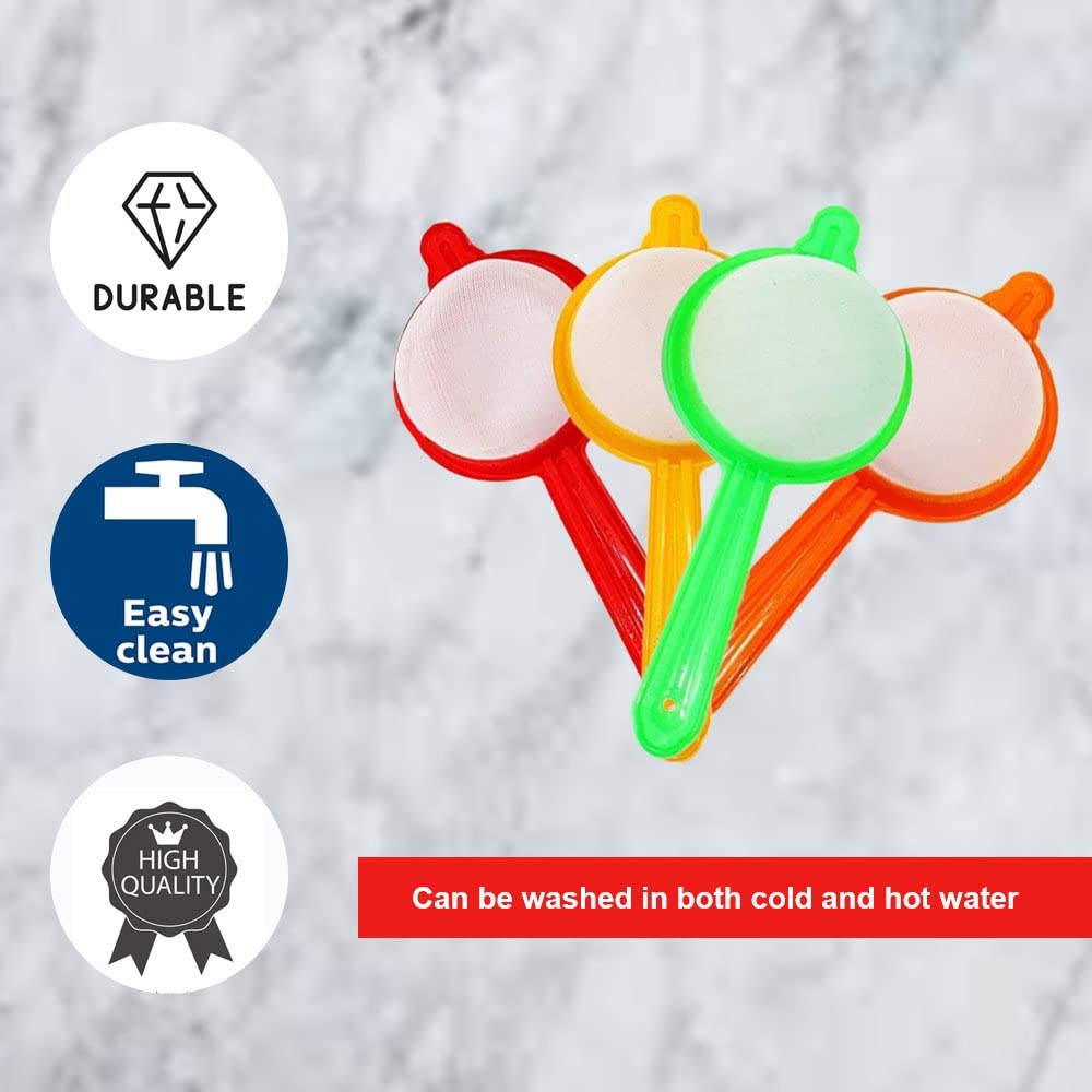 iKonbi Set of 1 Plastic Juice Strainer and 4 Plastic Tea strainers Total 5 Pieces can be Used for Ras, Juices Tea Coffee Also Known as Chalni Jari Jhar