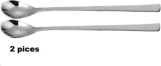 iKonbi Stainless Steel Soda/Milkshake/Bar Spoons 8 inch, Set of 2