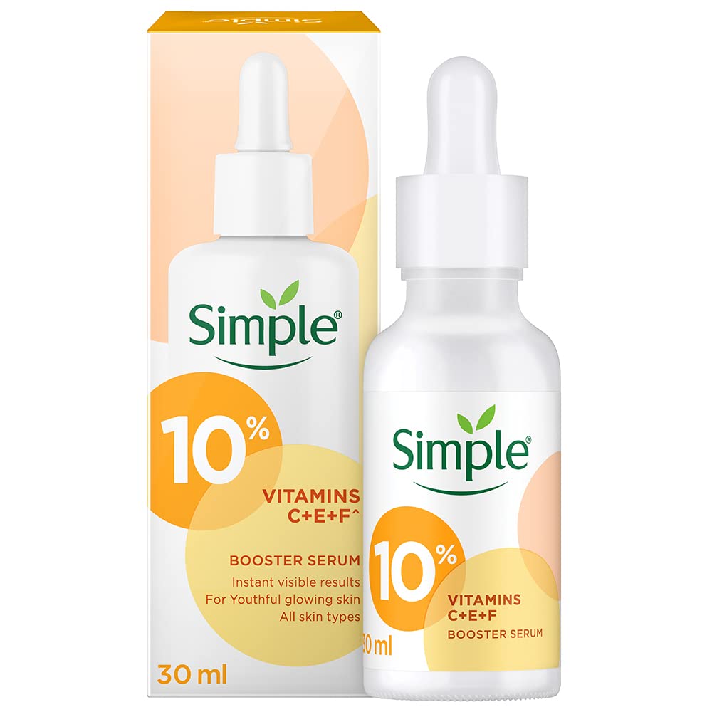 Simple 10% Vitamin C + E + F* Booster Serum - FaceSerum that Hydrates & Brightens Dull, Dr