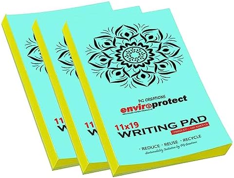 PG Creations Unruled Writing Note Pad, 11x19 cm, Medium Size, 70 GSM Paper, Yellow, 100 Sh