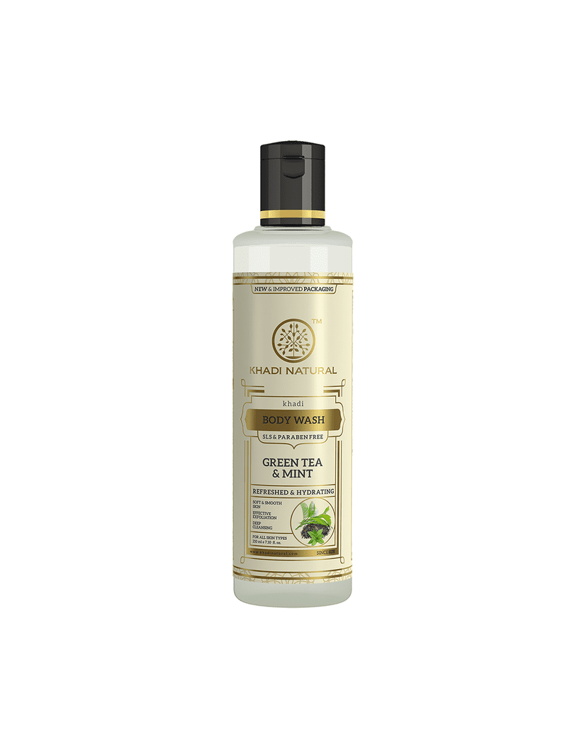 Khadi Herbal Foaming BodyWash Green Tea & Mint Cooling & Refreshing 210ml