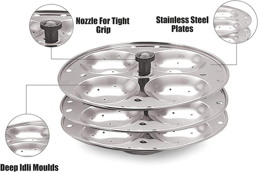 iKonbi Idli Stand Stainless Steel, 4×3 Plates 12 Idli