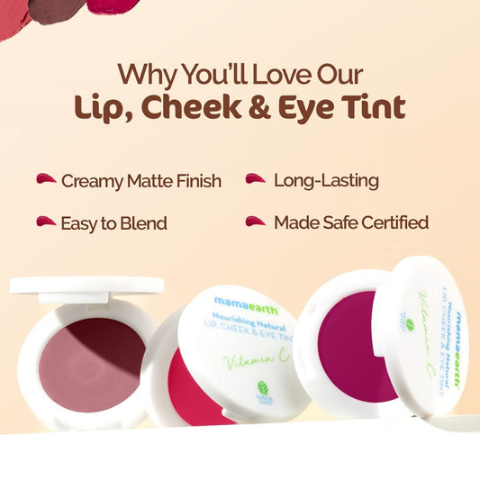 Mamaearth Lip, Cheek & Eye Tint: Vitamin C & Rose, 03 Rose Pink, 4 g