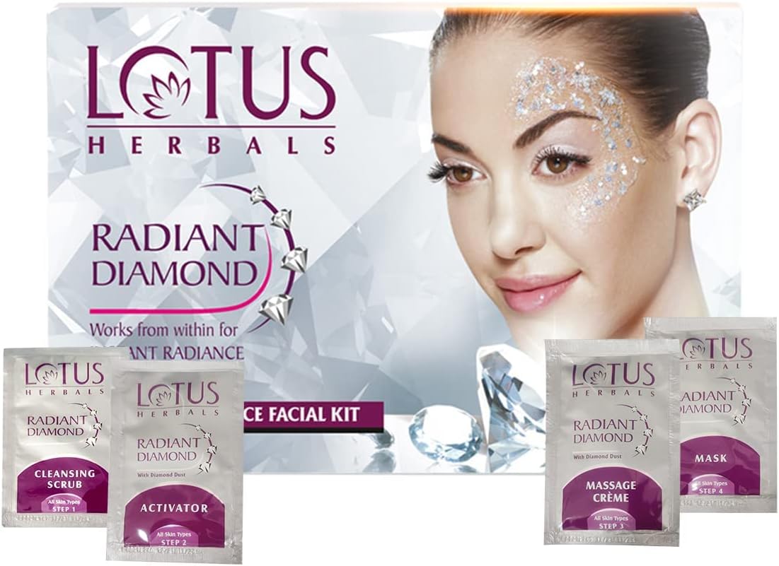 Lotus Herbals Radiant Diamond Facial Kit For Instant Radiance With Diamond Dust & Cinnamon
