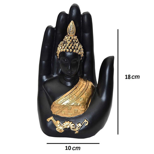 iKonbi Resin Hand Buddha Vaastu, Showpiece, Corporate, Traditional, Handmade, Miniature, Antique, Buddhism, Gautam Buddha, Peace, Royal, Decorative Showpiece 18 x 10 x 6 cm, Black and Gold