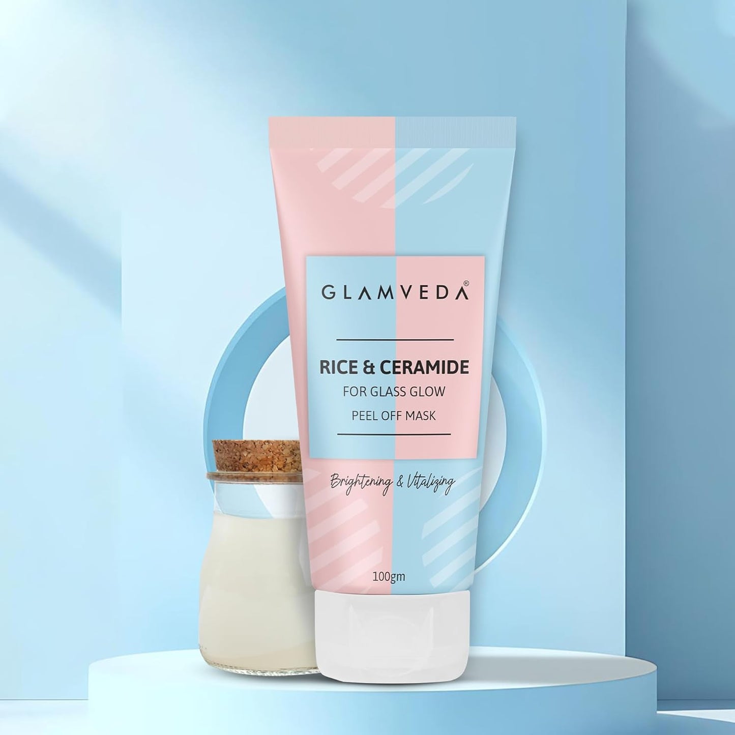 Glamveda Rice & Ceramide Korean Glass Skin Peel off Mask | Reduces Signs of Ageing | For D