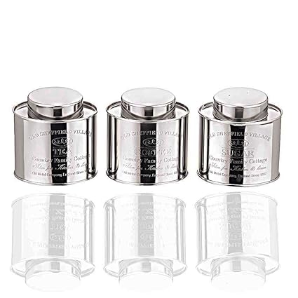 iKonbi Oval Crome Tea, Coffee & Sugar Canister