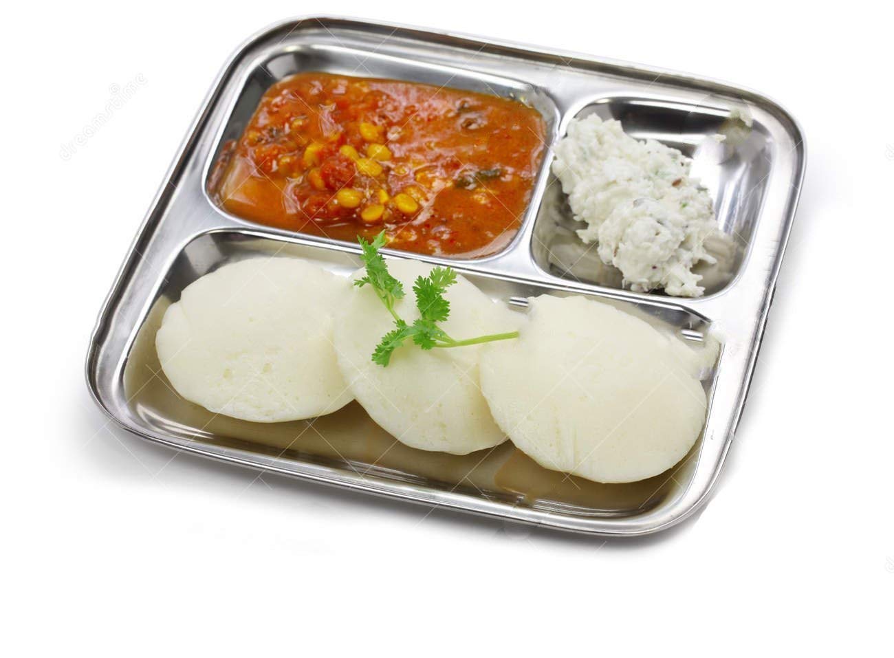iKonbi Heavy Duty Stainless Steel Square Small Dinner Plate with 3 Sections Divided Mess Trays for Lunch, Camping, Events & Every Day Use Kitchenware Set of 2