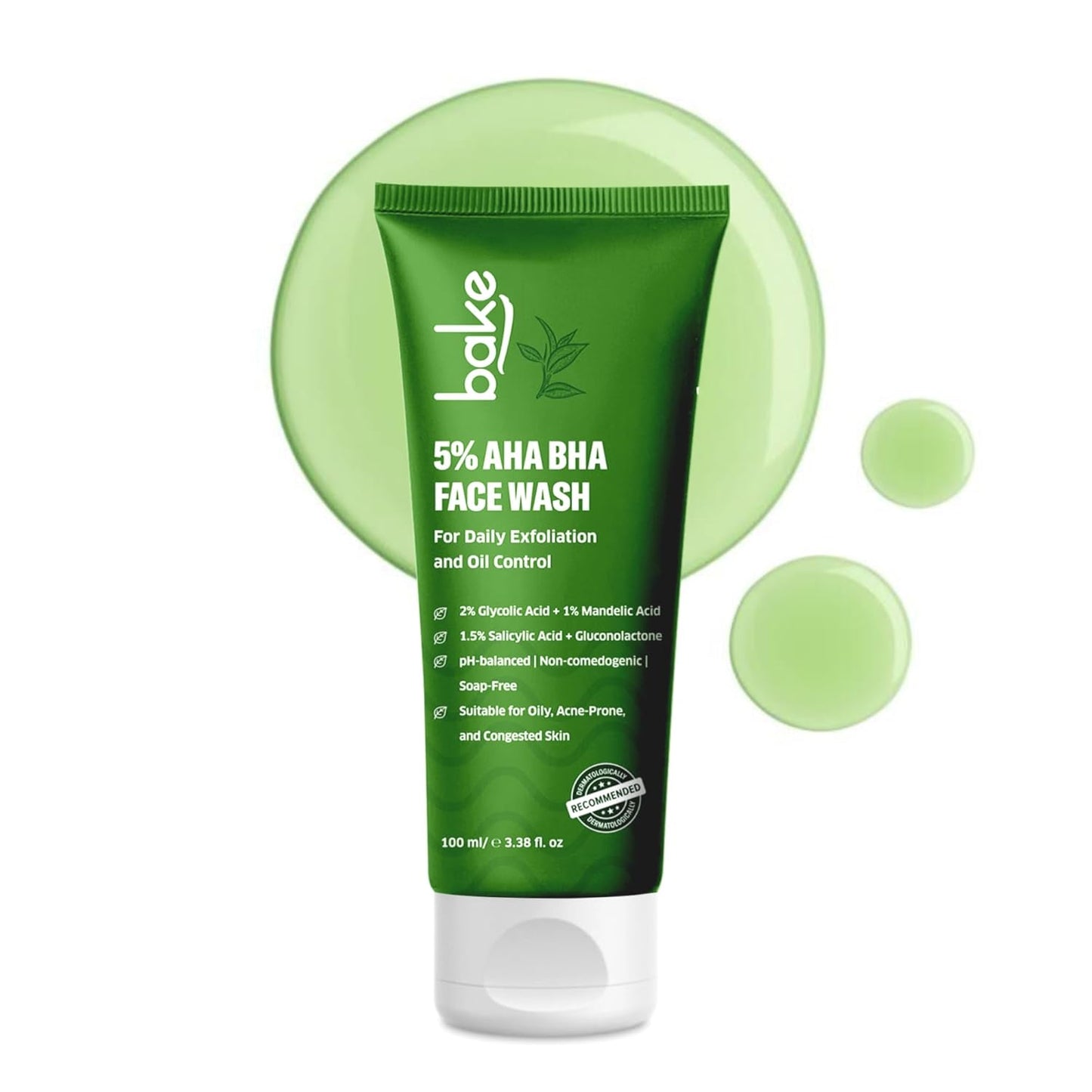 BAKE 5% Aha Bha FaceWash With 2% Salicylic Acid, Glycolic Acid & Mandelic Acid For Open Po