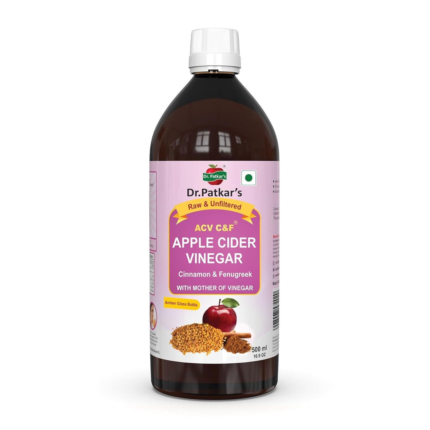 Dr. Patkar's Apple Cider Vinegar with Cinnamon & Fenugreek (With Mother):