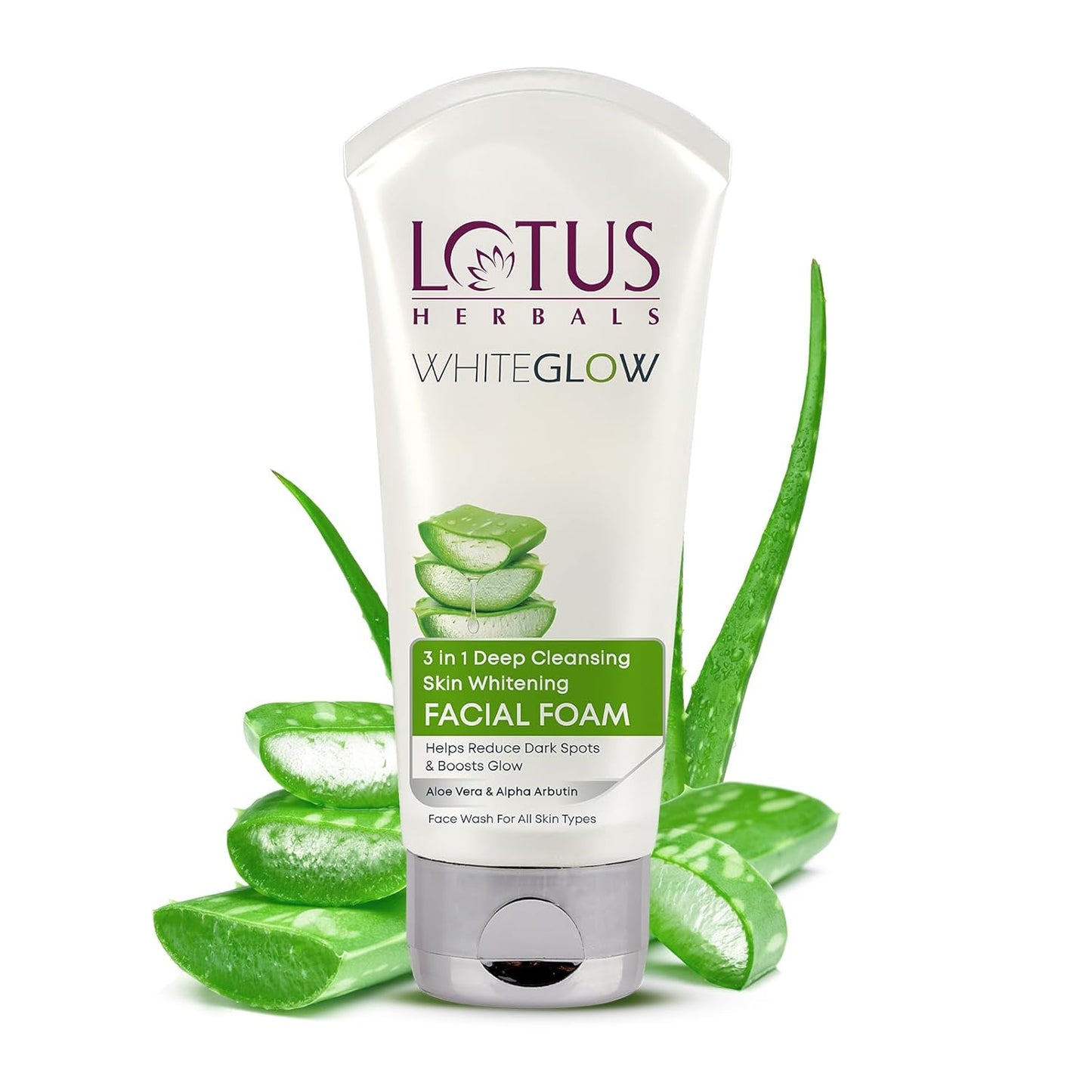 Lotus Herbals WhiteGlow 3-In-1 Deep Cleansing Skin Whitening Facial Foam, FaceWash, for al