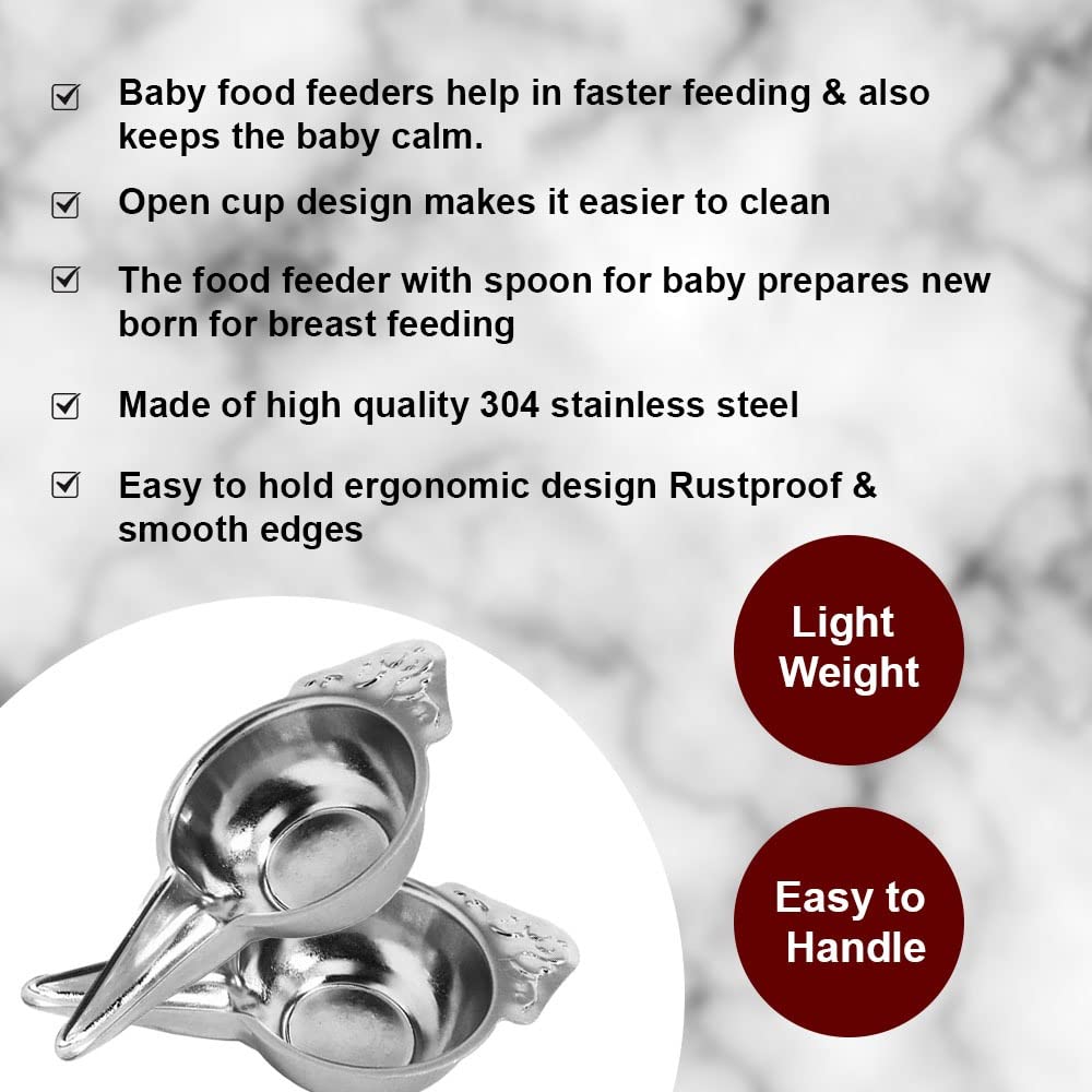 iKonbi Stainless Steel Pet Feeder Spoon for New Born Pets, Pack of 2, 15ML Each, Silver