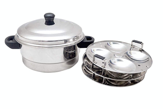 iKonbi Stainless Steel Multipurpose 3 Idli/Steamer Cooker Set of 4