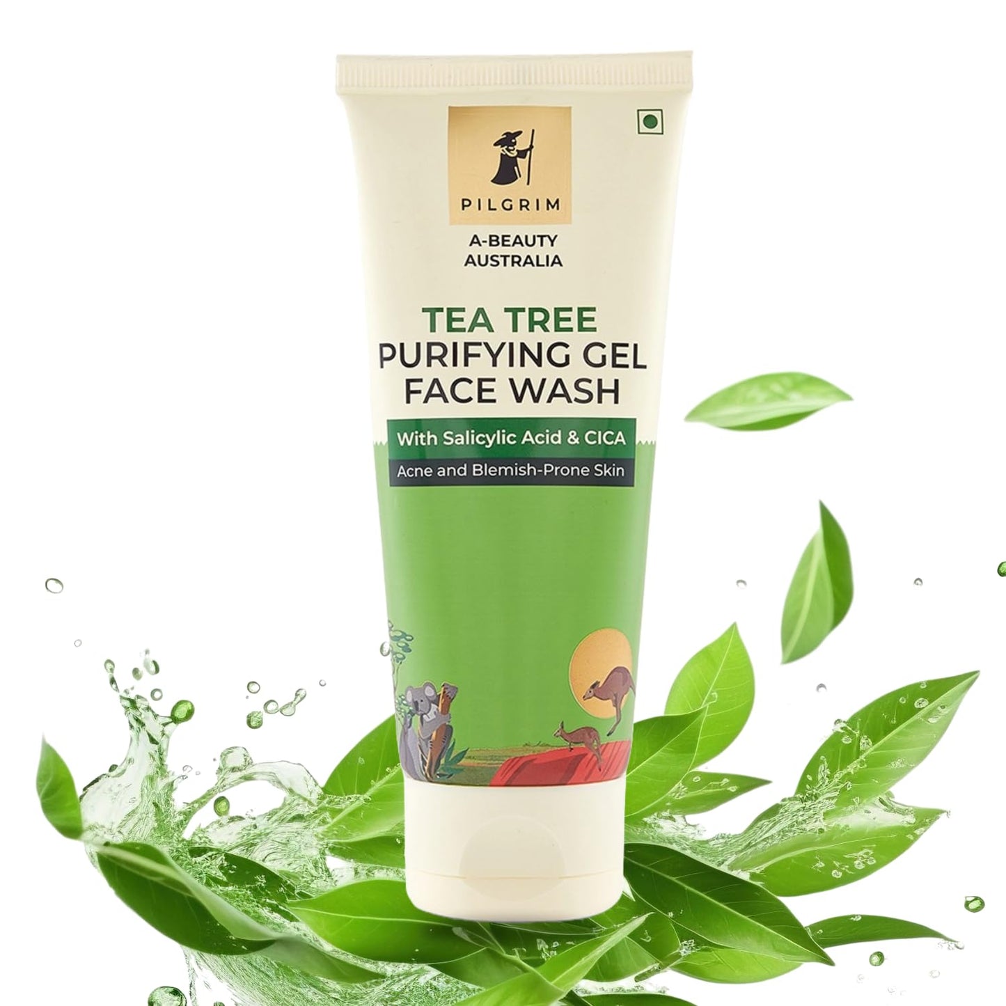 Pilgrim Australian Gel Face Wash: Tea Tree, 1% Salicylic Acid, CICA, For Oily Skin &