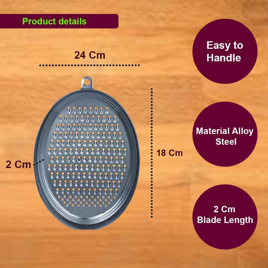 iKonbi Stainless Steel Grater and Slicer for Vegetables, Coconut fruits sweets cheese easy to handle also known as Kisni