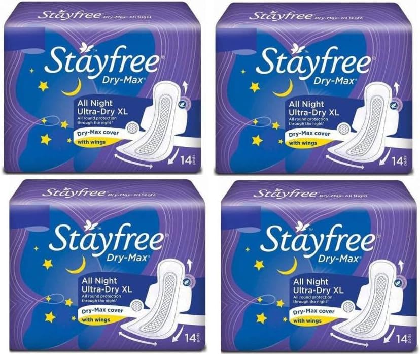Stayfree Dry-Max All Night Ultra XXL: 14 pads, Pack of