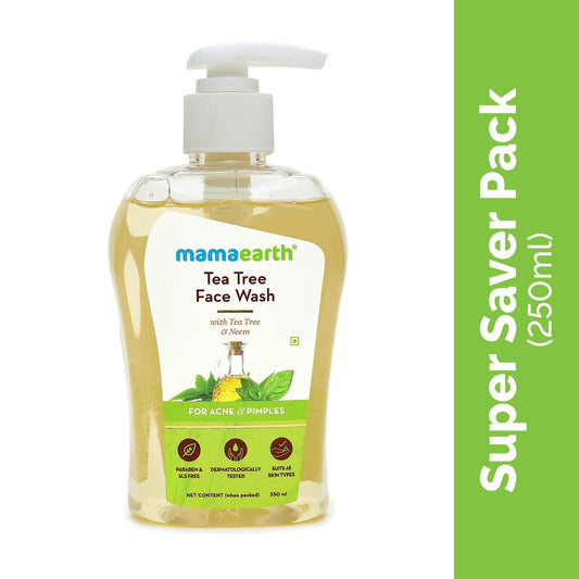 Mamaearth Tea Tree Face Wash: Neem, Acne & Pimples, 250 ml