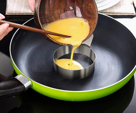 iKonbi Egg and Pancake Ring Set Stainless Steel, 2 Round & 2 Square, Set of 4