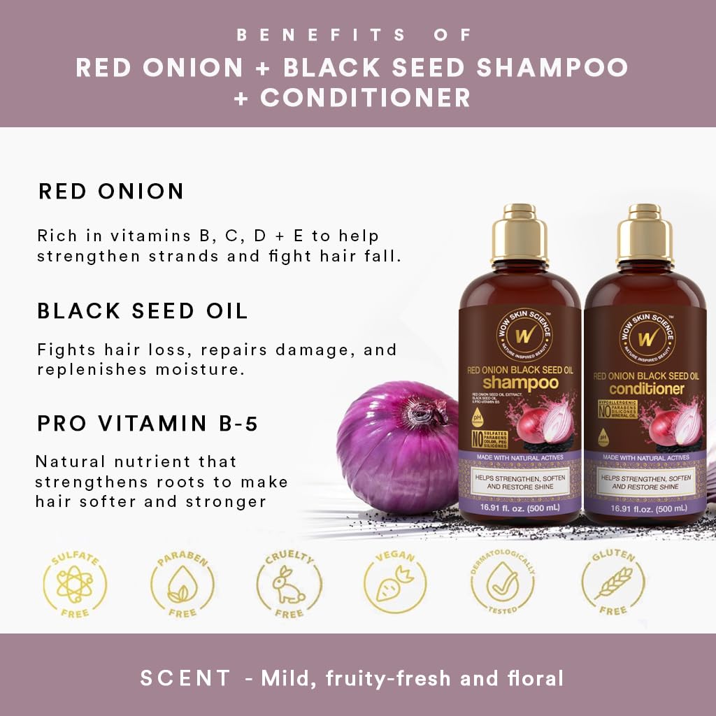 WOW Red Onion Black Seed Shampoo & Conditioner: 500 ml each