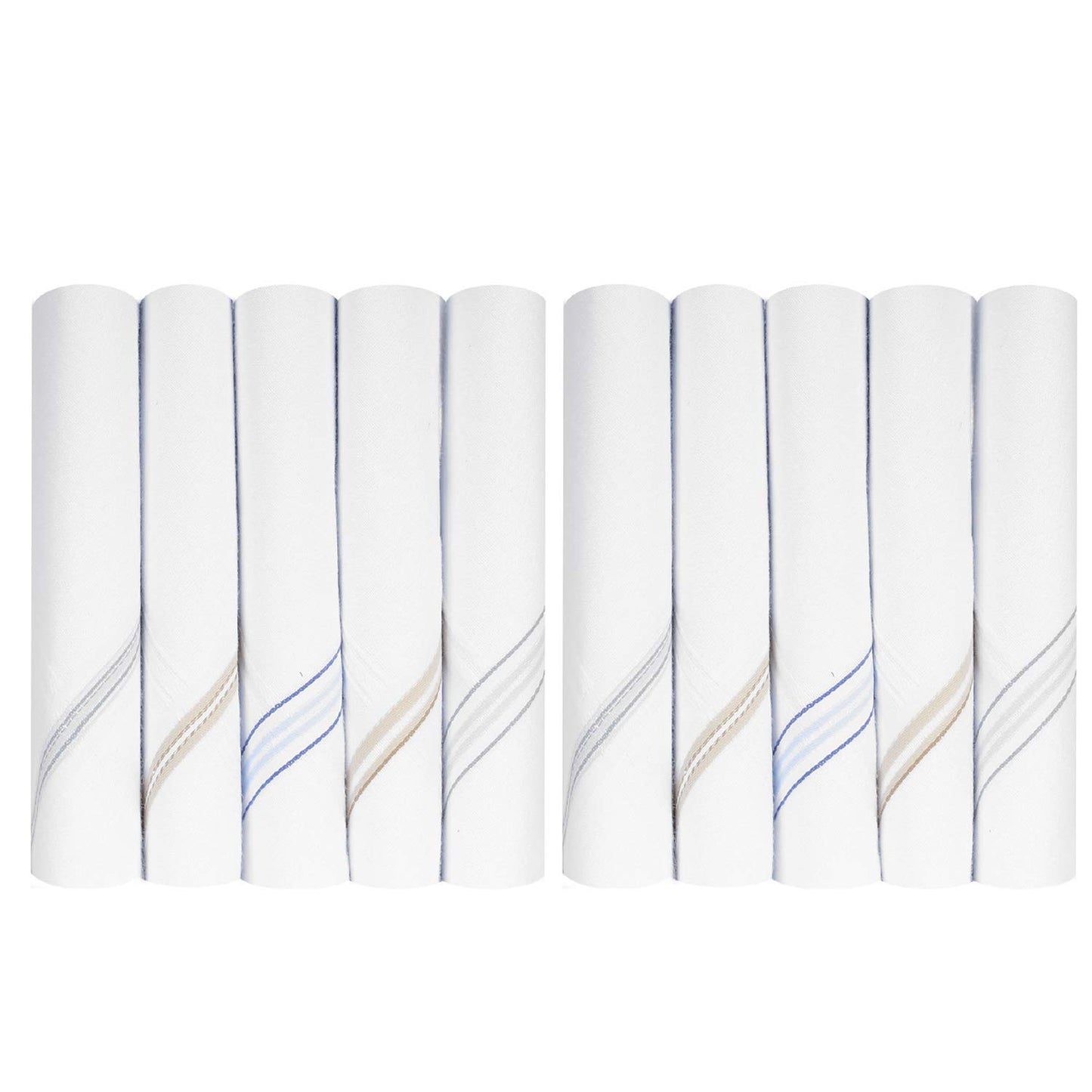 iKonbi Mens Premium White Base Coloured Border Cotton Handkerchief set of 3 piece