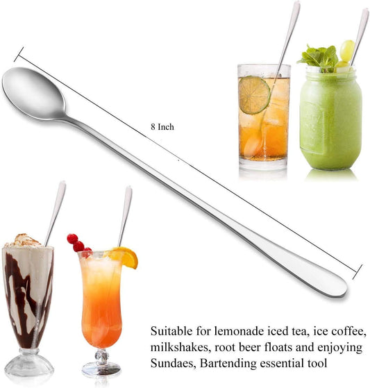 iKonbi Stainless Steel Soda Spoons Bournvita, Horlicks, Milkshake, 8 inch, Set of 6
