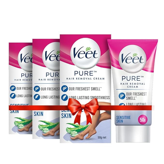 Veet Pure Hair Removal Cream for Women with No Ammonia Smell, Sensitive Skin - 50 g (Pack