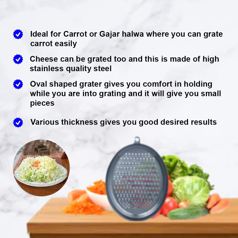 iKonbi Stainless Steel Grater and Slicer for Vegetables, Coconut fruits sweets cheese easy to handle also known as Kisni