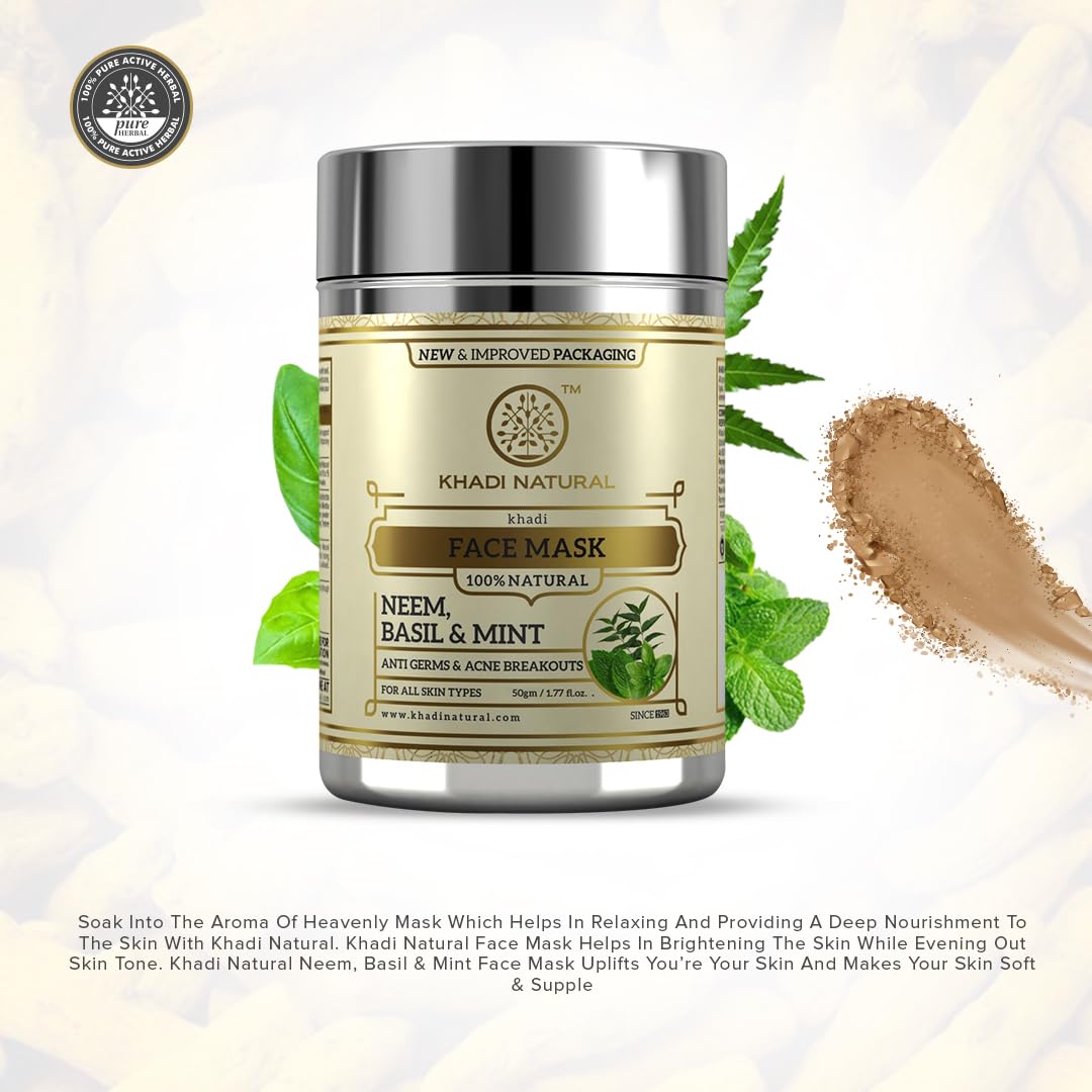 KHADI NATURAL Neem, Basil and Mint Anti Acne FaceMask, 50g