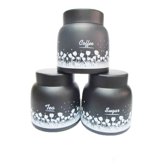iKonbi Black Pyramid Tea, Coffee & Sugar Canister
