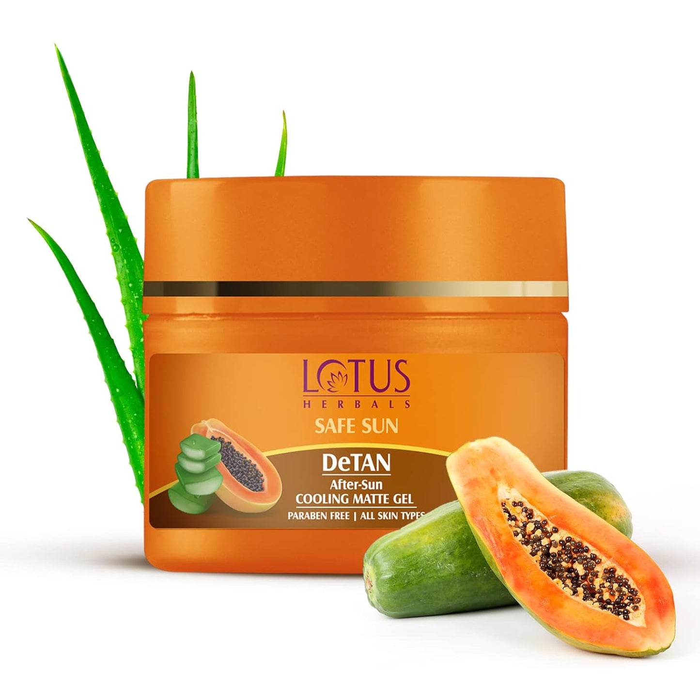 Lotus Herbals Safe Sun Detan After-Sun Cooling Matte Gel: Papaya & Aloe Vera,