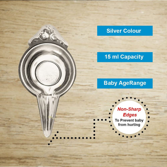 iKonbi Stainless Steel Pet Feeder Spoon for New Born Pets, Pack of 2, 15ML Each, Silver