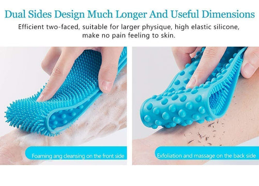 iKonbi Silicone Body Scrubber,Skin Brush Belt,Exfoliator Body Back Scrubber, Back Scrub Easy to a Clean,Improves Blood Circulation,Comfortable Silicone Bath Body Brush for Men and Women