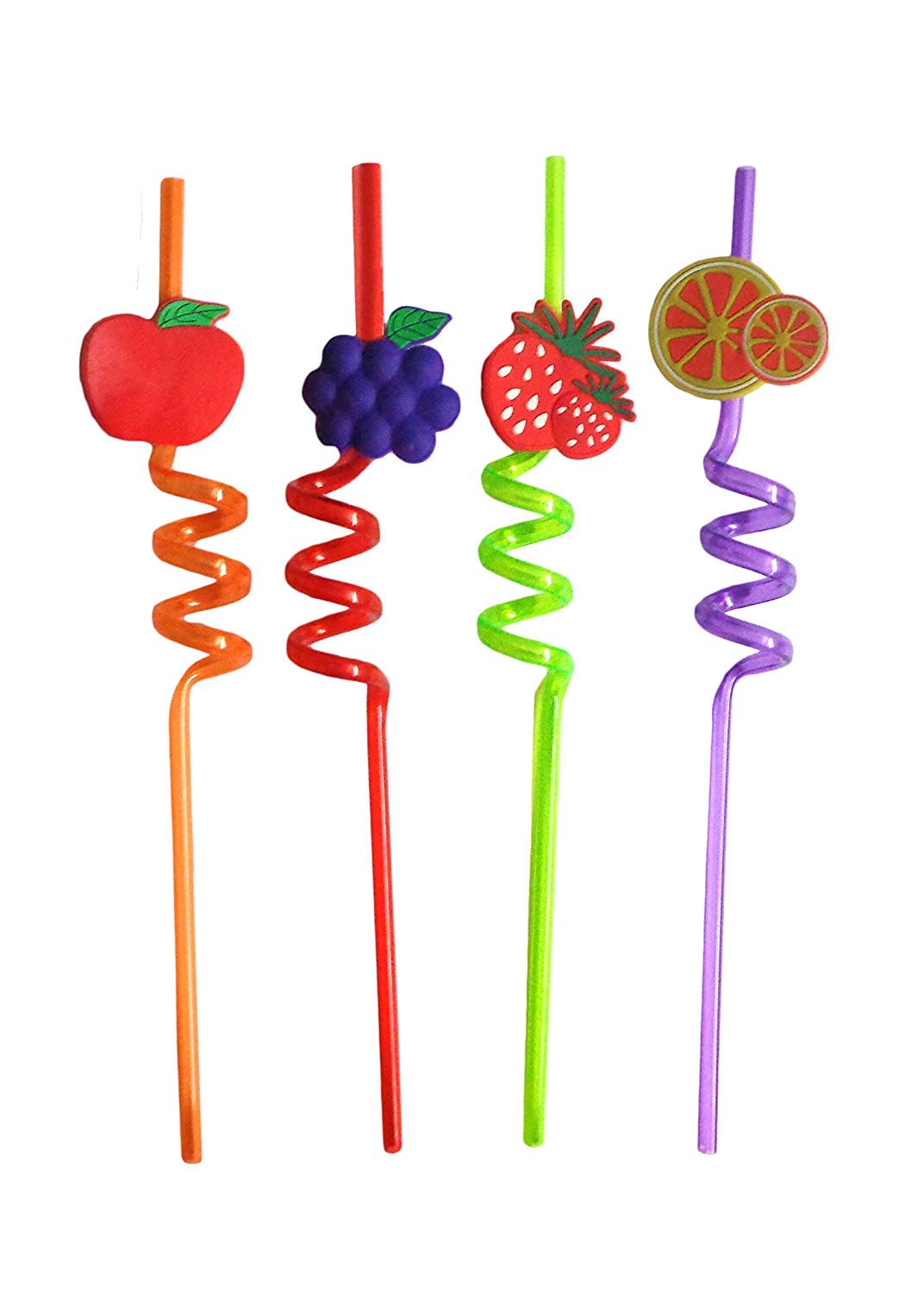 iKonbi Curly 4 PCS Reusable Straws Smoothie Drinking Straws for Milkshakes Frozen Drinks Random Colour & Design