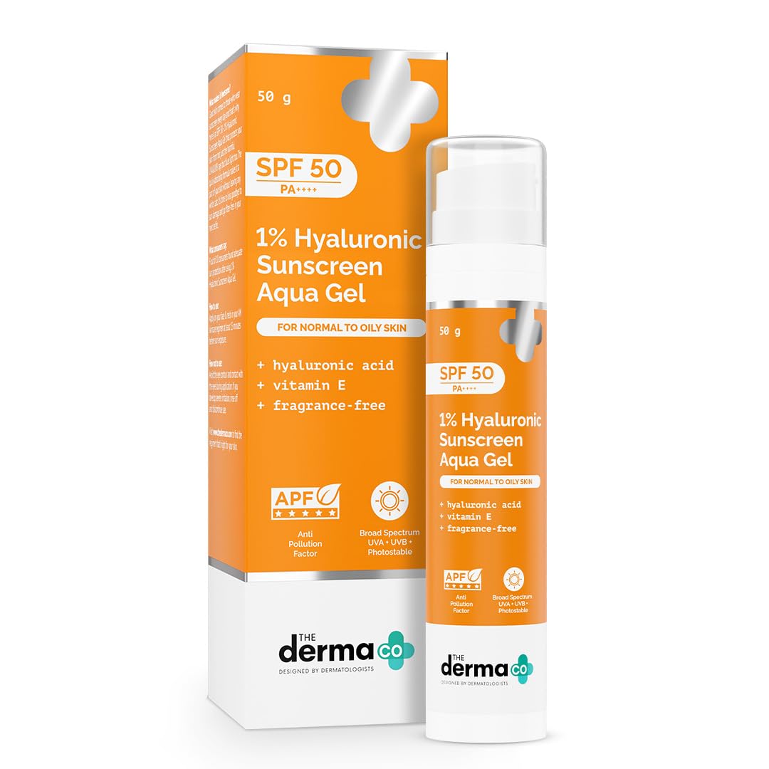 The Derma Co 1% Hyaluronic Sunscreen Aqua Ultra Light Gel with SPF 50 PA++++ for Broad Spe