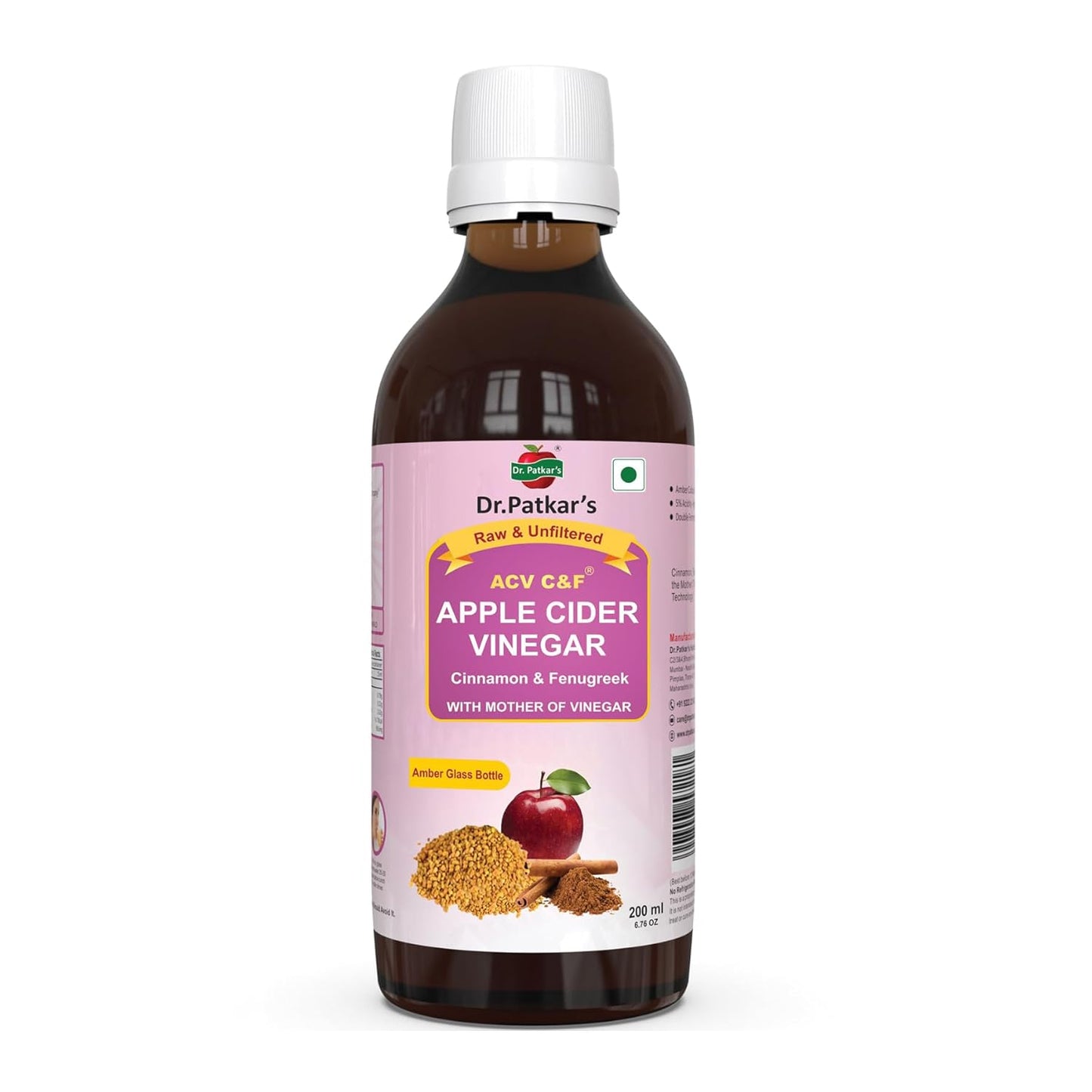 Dr. Patkar's Apple Cider Vinegar with Cinnamon & Fenugreek With Mother: