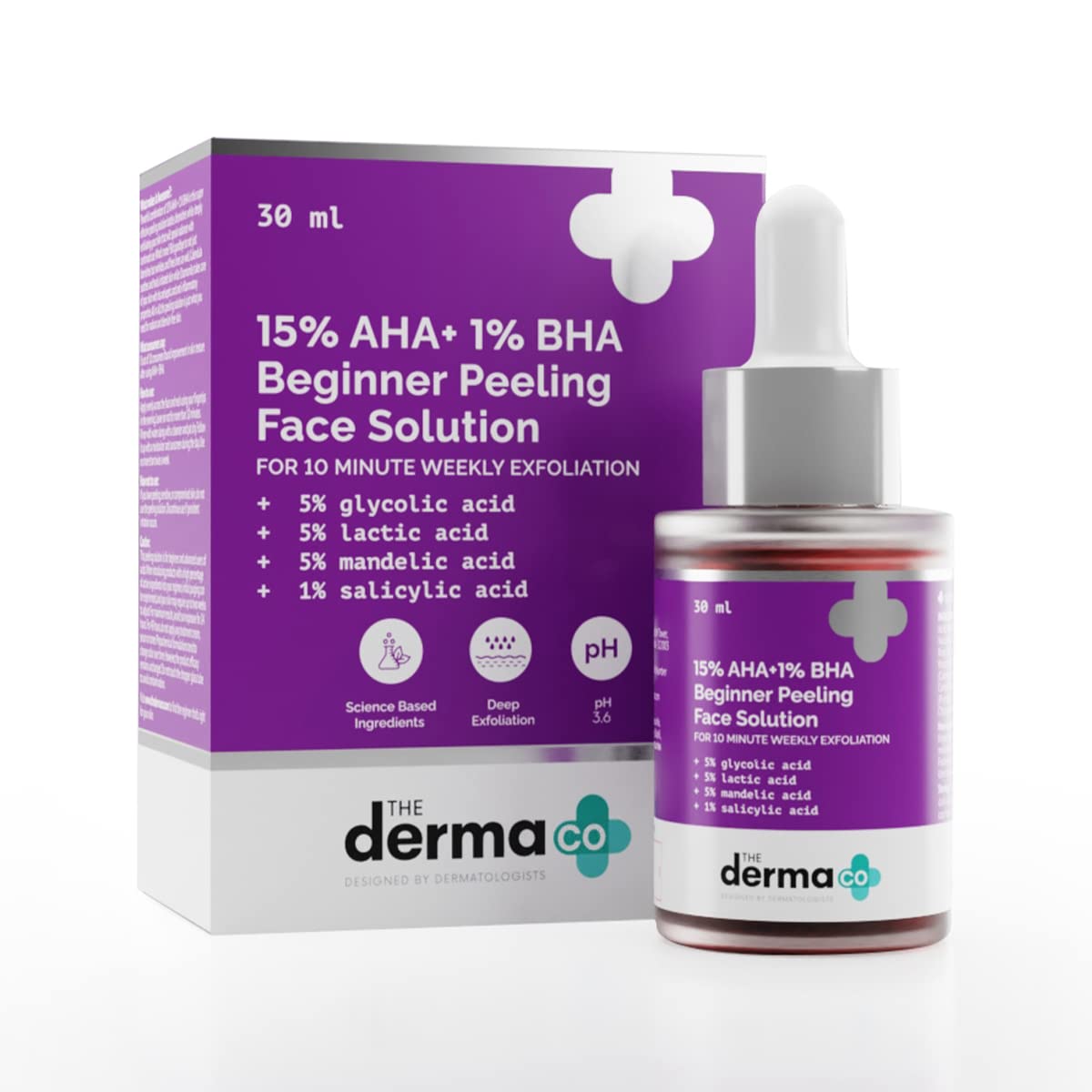 The Derma Co 15% AHA + 1% BHA Beginner Face Peeling Solution for 10-Minute Weekly Exfoliat