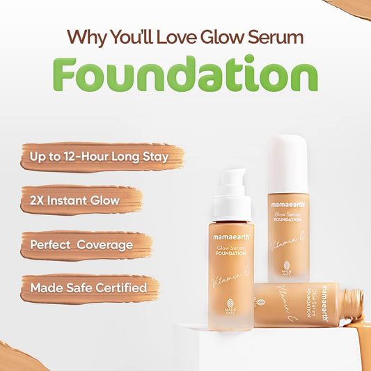 Mamaearth Glow Serum Foundation: 03 Nude Glow, Vitamin C & Turmeric, 30 ml
