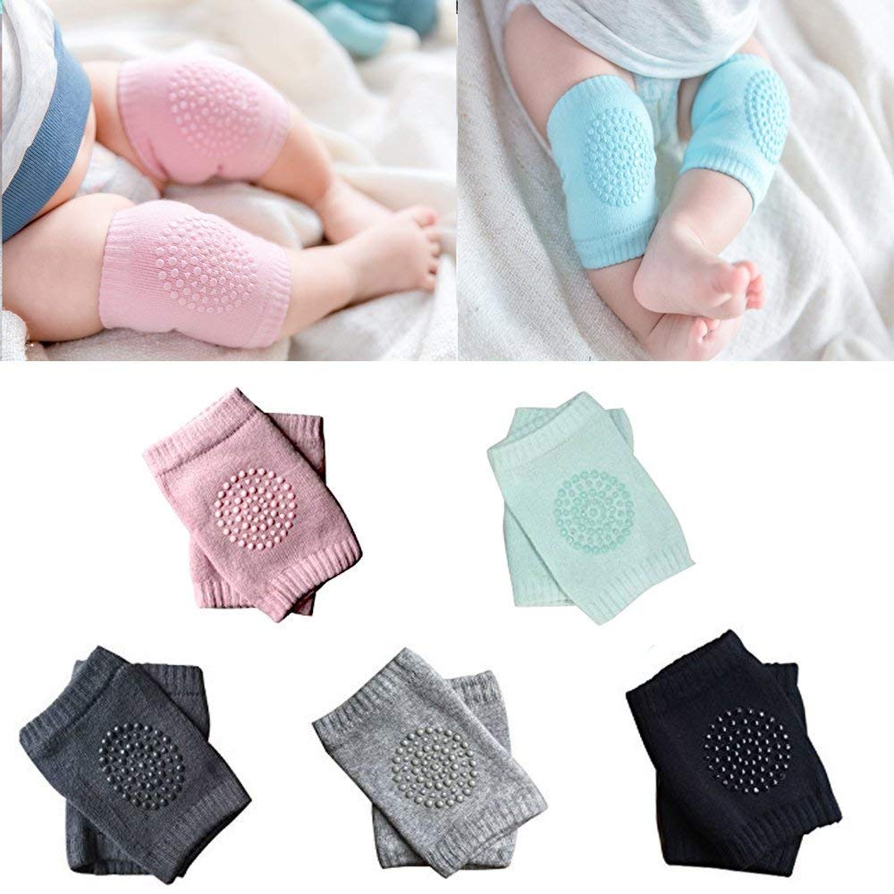 iKonbi Baby Crawling Anti-Slip Knee Pads, Unisex Baby Toddlers Knee Pads Random Colour Pair of 2