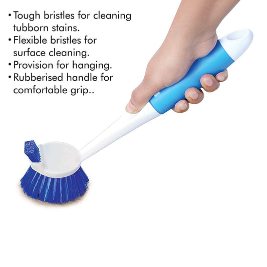iKonbi Plastic Wash Basin and Toilet Seat Cleaning Brush Multicolour - 1 Pieces