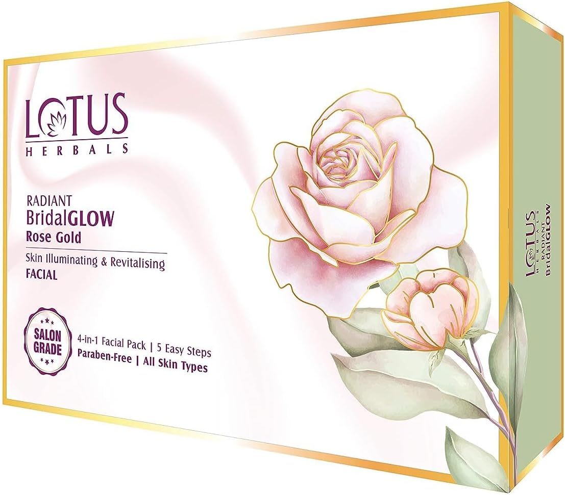 Lotus Herbals Radiant Bridal Glow Rose Gold Skin Illuminating Facial Kit | 5 Easy Steps |