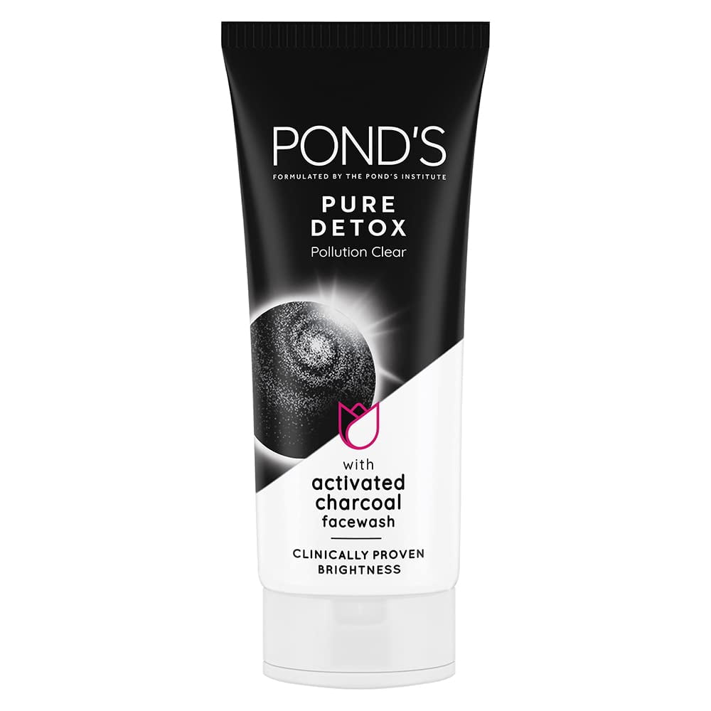 POND'S Pure Detox FaceWash 100 g, Daily Exfoliating & Brightening Cleanser