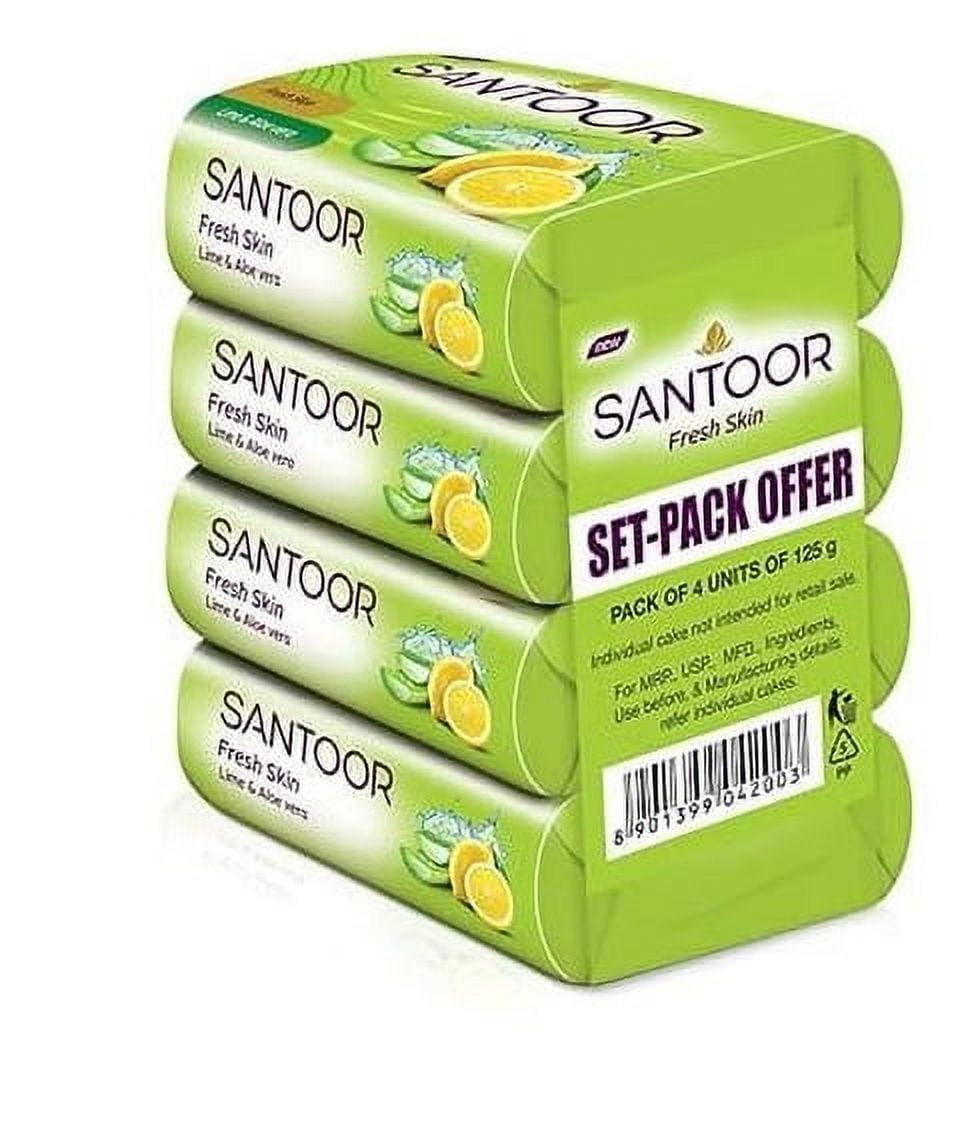 Santoor Fresh Skin Aloe Vera & Lime Bathing Soap 125g,
