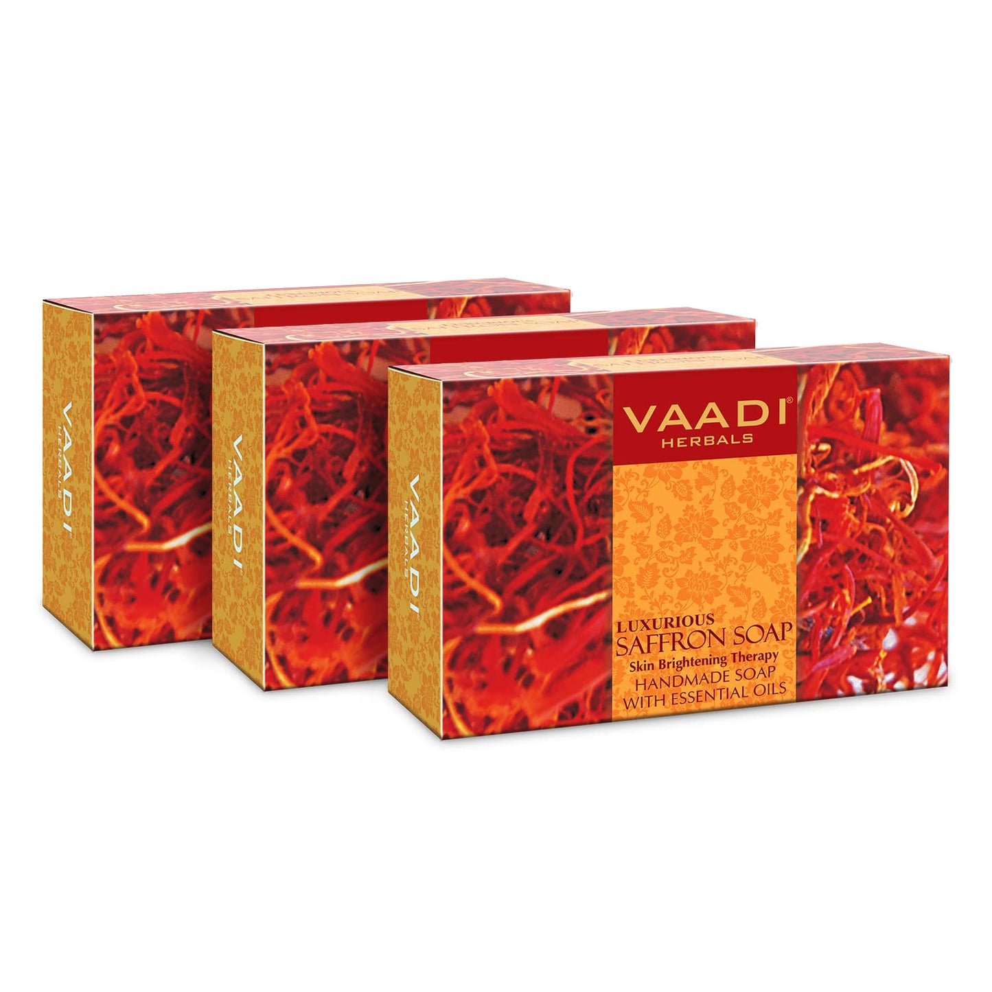 Vaadi Herbals Organic Body Soap Bar LUXURIOUS SAFFRON SOAP - Skin Whitening Therapy 3 X 75