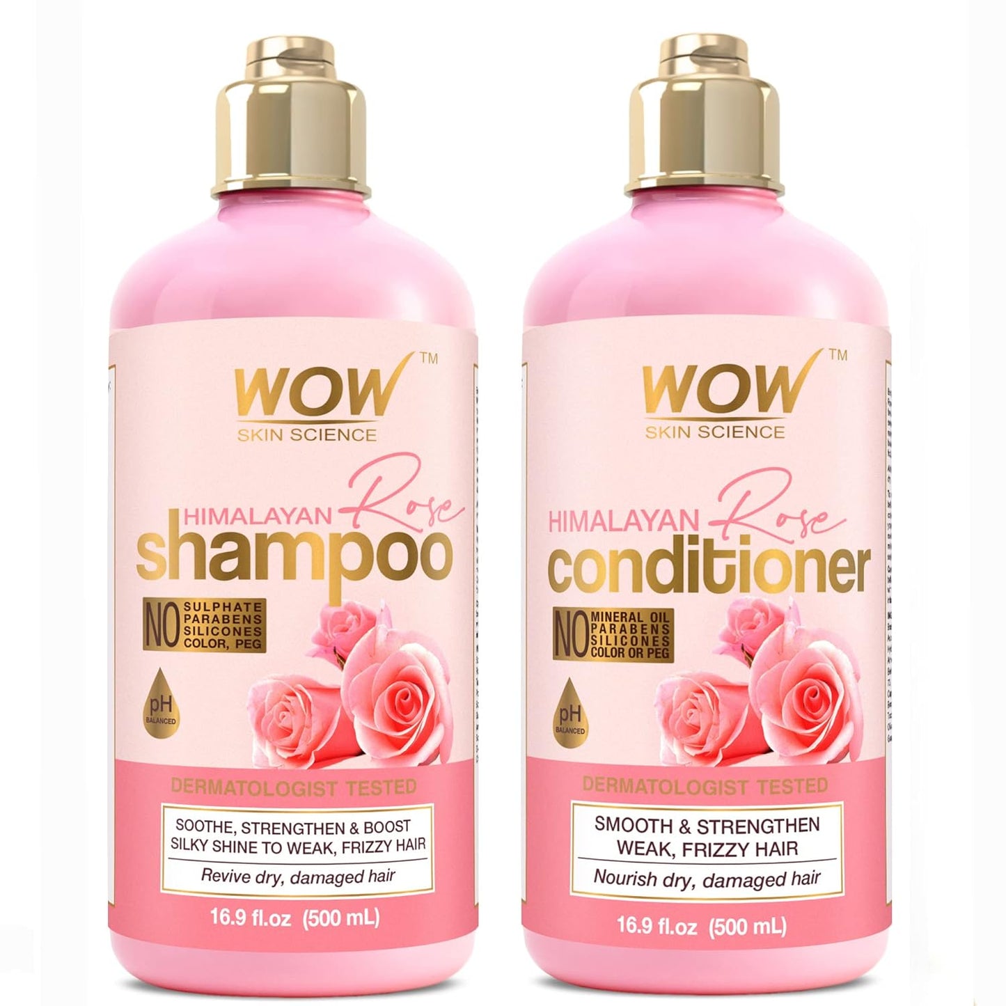 WOW Himalayan Rose Hair Shampoo & Conditioner Set: 500 ml
