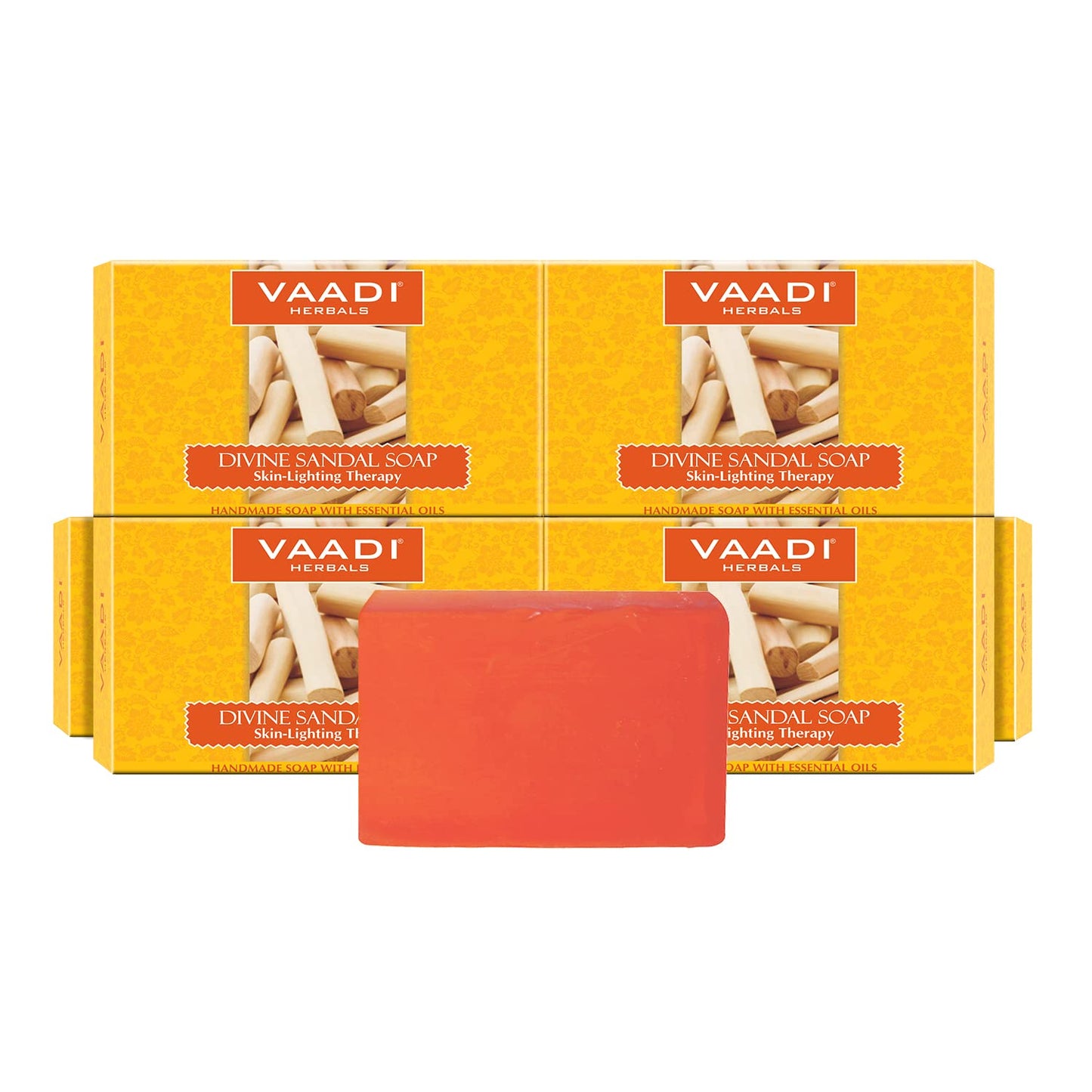 Vaadi Herbals Divine Sandal Soap with Saffron and Turmeric, 75gms x 6