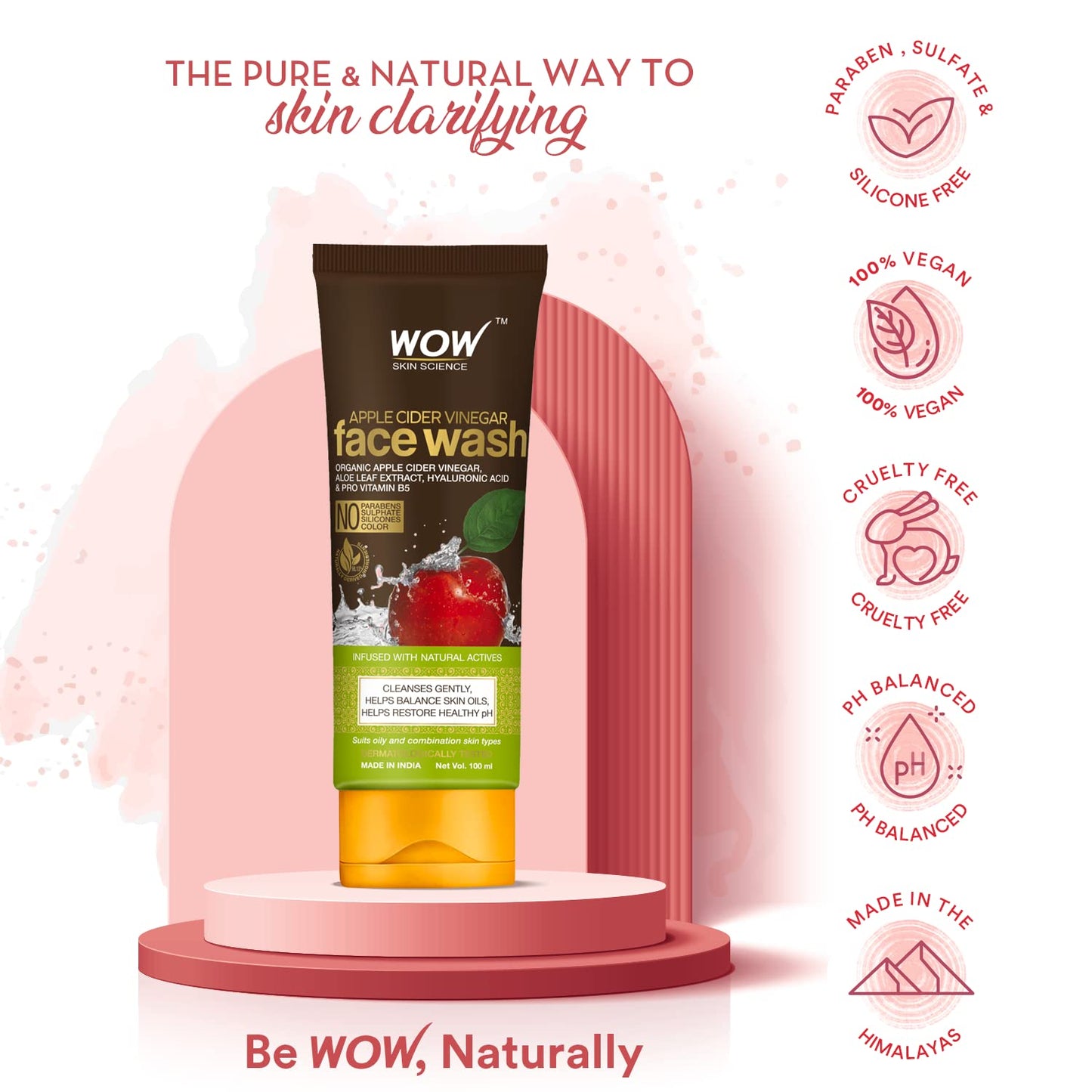 WOW Apple Cider Vinegar Face Wash: Pack of 2, 100 ml each